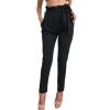 Maiyifu-GJ Women's High Waist Belted Pencil Pants Solid Color Comfy Paper Bag Pant Casual Slim Fit Self Tie Office Trouser (Black,XX-Large)