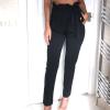 Maiyifu-GJ Women's High Waist Belted Pencil Pants Solid Color Comfy Paper Bag Pant Casual Slim Fit Self Tie Office Trouser (Black,XX-Large) view 3