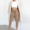 Maiyifu-GJ Women's Paper Bag Belted Pencil Pants Casual Slim Fit Self Tie Office Trouser High Elastic Waist Solid Comfy Pant (Brown,Medium) view 2