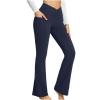 asntrgd Yoga Pants with Pockets for Women Casual V Cross High Waist Butt Lifting Pants Wide Leg Flare Bootcut Leggings view 1