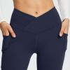 asntrgd Yoga Pants with Pockets for Women Casual V Cross High Waist Butt Lifting Pants Wide Leg Flare Bootcut Leggings view 4