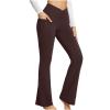 asntrgd Yoga Pants with Pockets for Women Casual V Cross High Waist Butt Lifting Pants Wide Leg Flare Bootcut Leggings view 1