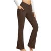 asntrgd Yoga Pants with Pockets for Women Casual V Cross High Waist Butt Lifting Pants Wide Leg Flare Bootcut Leggings view 1