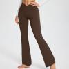 asntrgd Yoga Pants with Pockets for Women Casual V Cross High Waist Butt Lifting Pants Wide Leg Flare Bootcut Leggings view 2