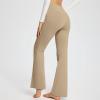 asntrgd Yoga Pants with Pockets for Women Casual V Cross High Waist Butt Lifting Pants Wide Leg Flare Bootcut Leggings, A03_khaki view 4