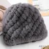 Men's Real Rabbit Fur Hat Scarf Thicken Winter Warm Knitted Cap Collar Fashion (Bao Blue Only Hat) view 2