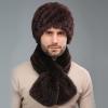 Men's Real Rabbit Fur Hat Scarf Thicken Winter Warm Knitted Cap Collar Fashion (Bao Blue Only Hat) view 3
