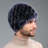 Men's Real Rabbit Fur Hat Scarf Thicken Winter Warm Knitted Cap Collar Fashion (Bao Blue Only Hat) view 4
