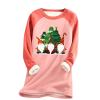 Winter O Neck Fleece Top Thermal Women Underwear Thick Fleece Sweatshirt Blouse Women Thermal Undershirt for Men Pink view 1
