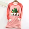 Winter O Neck Fleece Top Thermal Women Underwear Thick Fleece Sweatshirt Blouse Women Thermal Undershirt for Men Pink view 3