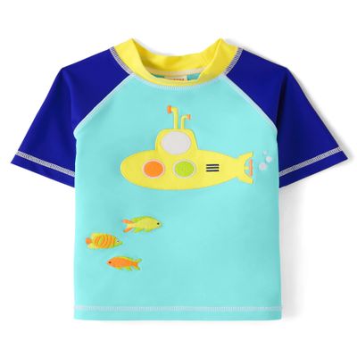 Gymboree,Boys,and Toddler Embroidered Short Sleeve Rashguard,Submarine,12
