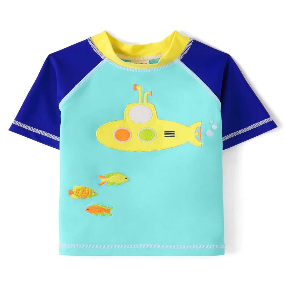 Gymboree,Boys,and Toddler Embroidered Short Sleeve Rashguard,Submarine,12