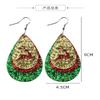 Christmas Glitter Faux Leather Drop Dangle Earrings Christmas Tree Snowflake Elk Glitter Leaf Layered Teardrop Earrings for Women Jewelry Christmas Costumes Accessories-elk view 2
