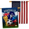 FIFA World Cup Australian Flags American Flag Banner Pack Wall Art Patio Porch Lawn Garden Outdoor Decorations Tapestry Yard Signs Sports Fan Team Qatar Trophy Soccer Game Football Gifts Made in USA view 1