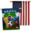 FIFA World Cup Brazilian Flags American Flag Banner Pack Wall Art Patio Porch Lawn Garden Outdoor Decorations Tapestry Yard Signs Sports Fan Team Qatar Trophy Soccer Game Football Gifts Made in USA view 1