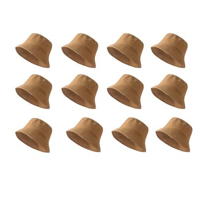 Custom 12 Pcs Bucket Hats for Women Sun Travel Summer Beach Hat Fishing Hat Breathable Khaki