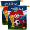 FIFA World Cup Tunisian Flags Wall Decor 2 Pcs Banner Flag Patio Lawn Garden Room Decorations Outdoor Tapestry Yard Signs Art Sports Fan Team Qatar Trophy Soccer Game Football Gifts Made in USA view 1
