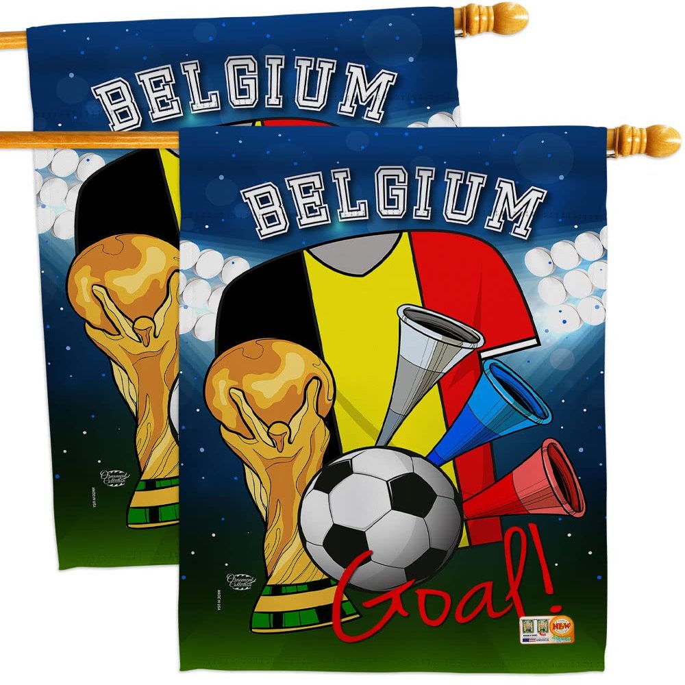 FIFA World Cup Belgian Flags Wall Decor 2 Pcs Banner Flag Patio Lawn Garden Room Decorations Outdoor Tapestry Yard Signs Art Sports Fan Team Qatar Trophy Soccer Game Football Gifts Made in USA