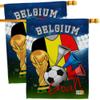 FIFA World Cup Belgian Flags Wall Decor 2 Pcs Banner Flag Patio Lawn Garden Room Decorations Outdoor Tapestry Yard Signs Art Sports Fan Team Qatar Trophy Soccer Game Football Gifts Made in USA view 1