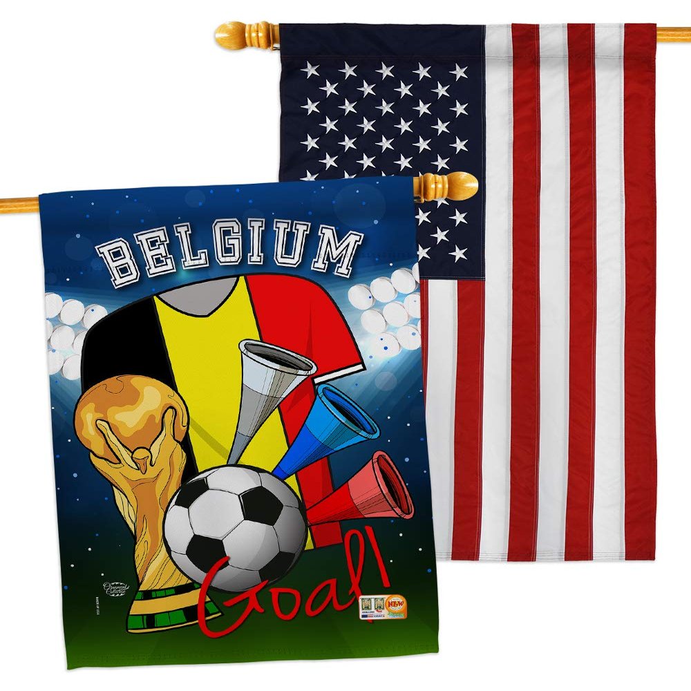 FIFA World Cup Belgian Flags American Flag Banner Pack Wall Art Patio Porch Lawn Garden Outdoor Decorations Tapestry Yard Signs Sports Fan Team Qatar Trophy Soccer Game Football Gifts Made in USA
