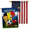FIFA World Cup Belgian Flags American Flag Banner Pack Wall Art Patio Porch Lawn Garden Outdoor Decorations Tapestry Yard Signs Sports Fan Team Qatar Trophy Soccer Game Football Gifts Made in USA view 1