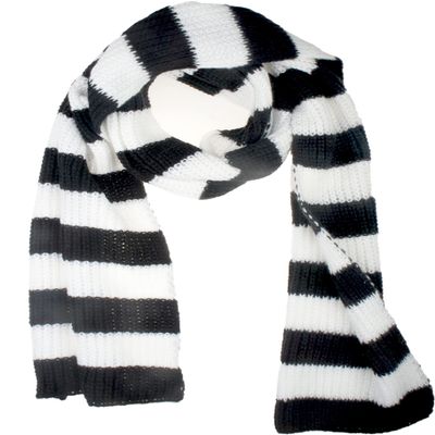 VIVIAN & VINCENT Black White Striped Fall Winter Scarf for Women and Men