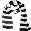 VIVIAN & VINCENT Black White Striped Fall Winter Scarf for Women and Men view 1