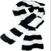 VIVIAN & VINCENT Black White Striped Fall Winter Scarf for Women and Men view 2