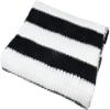 VIVIAN & VINCENT Black White Striped Fall Winter Scarf for Women and Men view 4
