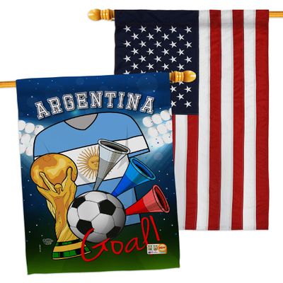 FIFA World Cup Argentine Flags American Flag Banner Pack Wall Art Patio Porch Lawn Garden Outdoor Decorations Tapestry Yard Signs Sports Fan Team Qatar Trophy Soccer Game Football Gifts Made in USA