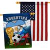 FIFA World Cup Argentine Flags American Flag Banner Pack Wall Art Patio Porch Lawn Garden Outdoor Decorations Tapestry Yard Signs Sports Fan Team Qatar Trophy Soccer Game Football Gifts Made in USA view 1