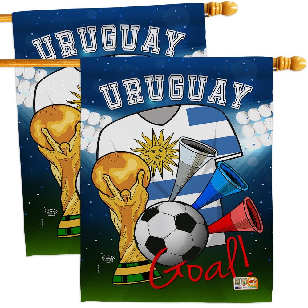 FIFA World Cup Uruguayan Flags Wall Decor 2 Pcs Banner Flag Patio Lawn Garden Room Decorations Outdoor Tapestry Yard Signs Art Sports Fan Team Qatar Trophy Soccer Game Football Gifts Made in USA