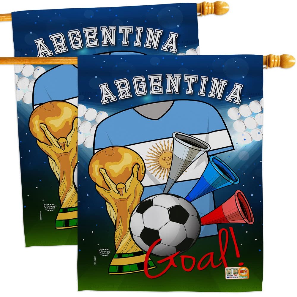 FIFA World Cup Argentine Flags Wall Decor 2 Pcs Banner Flag Patio Lawn Garden Room Decorations Outdoor Tapestry Yard Signs Art Sports Fan Team Qatar Trophy Soccer Game Football Gifts Made in USA