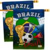 FIFA World Cup Brazilian Flags Wall Decor 2 Pcs Banner Flag Patio Lawn Garden Room Decorations Outdoor Tapestry Yard Signs Art Sports Fan Team Qatar Trophy Soccer Game Football Gifts Made in USA view 1