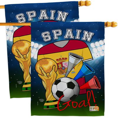 FIFA World Cup Spanish Flags Wall Decor 2 Pcs Banner Flag Patio Lawn Garden Room Decorations Outdoor Tapestry Yard Signs Art Sports Fan Team Qatar Trophy Soccer Game Football Gifts Made in USA