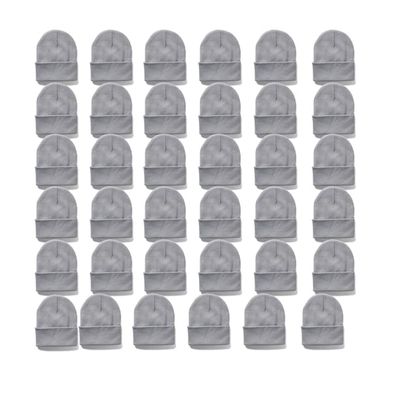 36 Pack Women's Men's Custom Knit Caps Embroideried Outdoor Winter Hat Grey