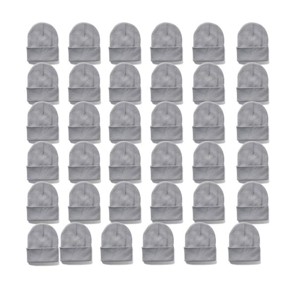36 Pack Women's Men's Custom Knit Caps Embroideried Outdoor Winter Hat Grey