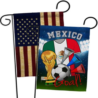 FIFA World Cup Mexican Flags American Flag Banner Pack Wall Art Patio Lawn Garden Room Decorations Outdoor Tapestry Yard Signs Sports Fan Team Qatar Trophy Soccer Game Football Gifts Made in USA