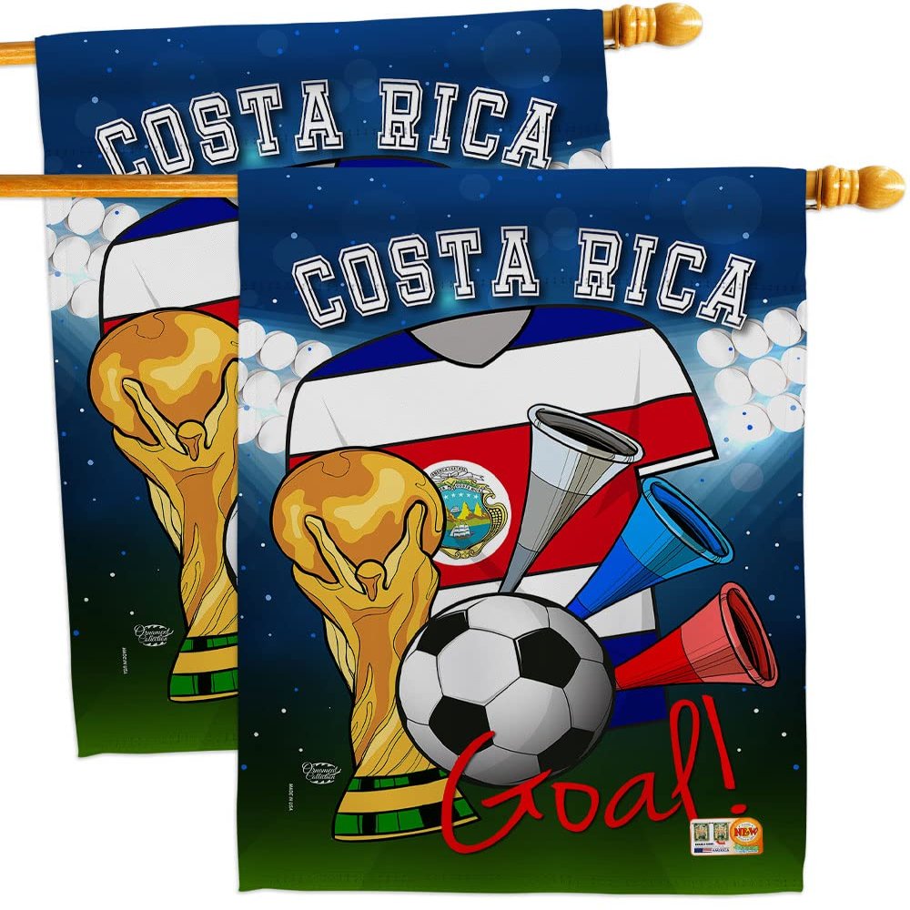FIFA World Cup Costa Rican Flags Wall Decor 2 Pcs Banner Flag Patio Lawn Garden Room Decorations Outdoor Tapestry Yard Signs Art Sports Fan Team Qatar Trophy Soccer Game Football Gifts Made in USA