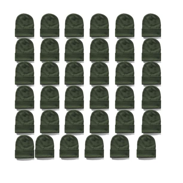 36 Pack Women's Men's Custom Knit Caps Embroideried Outdoor Winter Hat Army Green