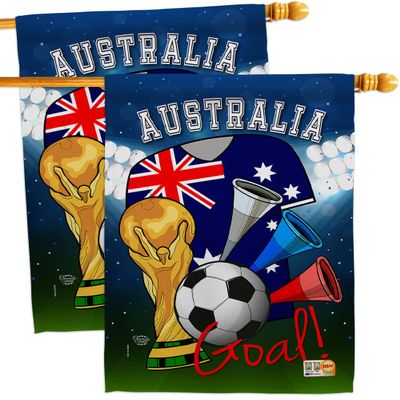 FIFA World Cup Australian Flags Wall Decor 2 Pcs Banner Flag Patio Lawn Garden Room Decorations Outdoor Tapestry Yard Signs Art Sports Fan Team Qatar Trophy Soccer Game Football Gifts Made in USA