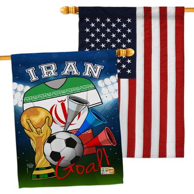 FIFA World Cup Iranian Flags American Flag Banner Pack Wall Art Patio Porch Lawn Garden Outdoor Decorations Tapestry Yard Signs Sports Fan Team Qatar Trophy Soccer Game Football Gifts Made in USA