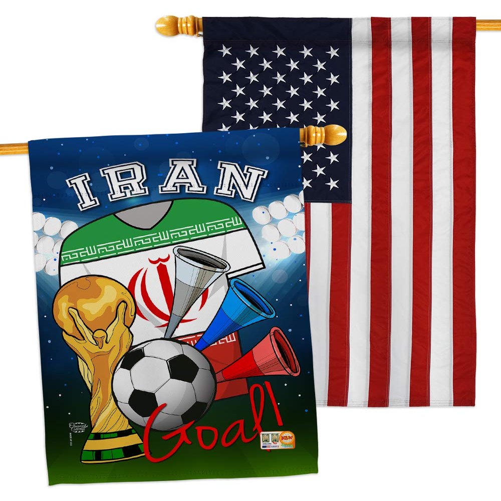 FIFA World Cup Iranian Flags American Flag Banner Pack Wall Art Patio Porch Lawn Garden Outdoor Decorations Tapestry Yard Signs Sports Fan Team Qatar Trophy Soccer Game Football Gifts Made in USA