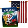 FIFA World Cup Iranian Flags American Flag Banner Pack Wall Art Patio Porch Lawn Garden Outdoor Decorations Tapestry Yard Signs Sports Fan Team Qatar Trophy Soccer Game Football Gifts Made in USA view 1