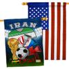 FIFA World Cup Iranian Flags American Flag Banner Pack Patio Porch Lawn Garden Room Decorations Outdoor Tapestry Yard Signs Art Sports Fan Team Qatar Trophy Soccer Game Football Gifts Made in USA view 1