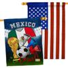 FIFA World Cup Mexican Flags American Flag Banner Pack Patio Porch Lawn Garden Room Decorations Outdoor Tapestry Yard Signs Art Sports Fan Team Qatar Trophy Soccer Game Football Gifts Made in USA view 1