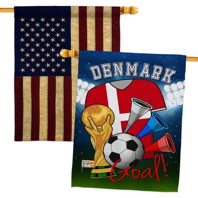 FIFA World Cup Danish Flags American Flag Banner Pack Patio Lawn Garden Patriotic Outdoor Decorations Indoor Tapestry Yard Signs Sports Fan Team Qatar Trophy Soccer Game Football Gifts Made In USA