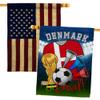 FIFA World Cup Danish Flags American Flag Banner Pack Patio Lawn Garden Patriotic Outdoor Decorations Indoor Tapestry Yard Signs Sports Fan Team Qatar Trophy Soccer Game Football Gifts Made In USA view 1