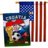 FIFA World Cup Croatian Flags American Flag Banner Pack Patio Porch Lawn Garden Room Decorations Outdoor Tapestry Yard Signs Art Sports Fan Team Qatar Trophy Soccer Game Football Gifts Made in USA view 1