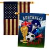 FIFA World Cup Australian Flags American Flag Banner Pack Patio Lawn Garden Patriotic Outdoor Decorations Indoor Tapestry Yard Signs Sports Fan Team Qatar Trophy Soccer Game Football Gifts Made In USA view 1
